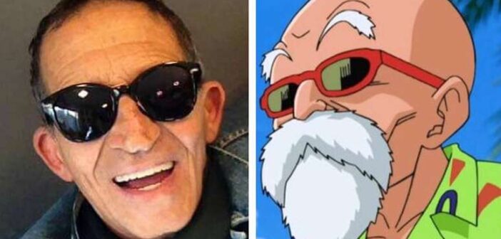 O dublador Gileno Santoro ao lado de Mestre Kame, personagem de 'Dragon Ball Z' dublado por ele Foto: Instagram/@gilenosantoro|Reprodução de 'Dragon Ball Z'/Toei Animation / Estadão