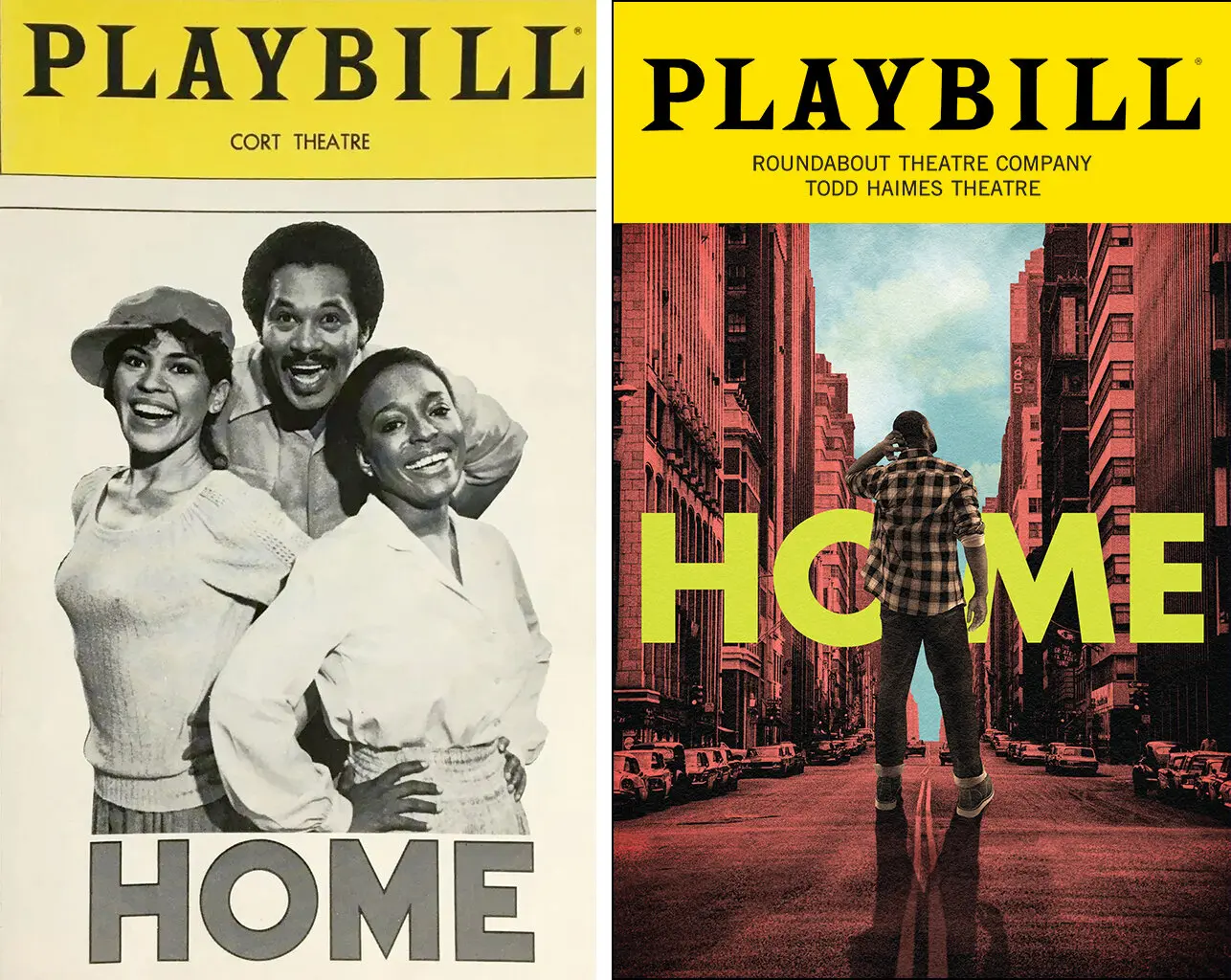 A produção original da peça do Sr. Williams, “Home”, à esquerda, estreou na Off Broadway em 1979 e mudou-se para a Broadway no ano seguinte com, da esquerda para a direita, Michele Shay, Charles Brown e L. Scott Caldwell. Uma reestreia da Broadway está agora em prévias no Todd Haimes Theater.Crédito...Cartaz de peça