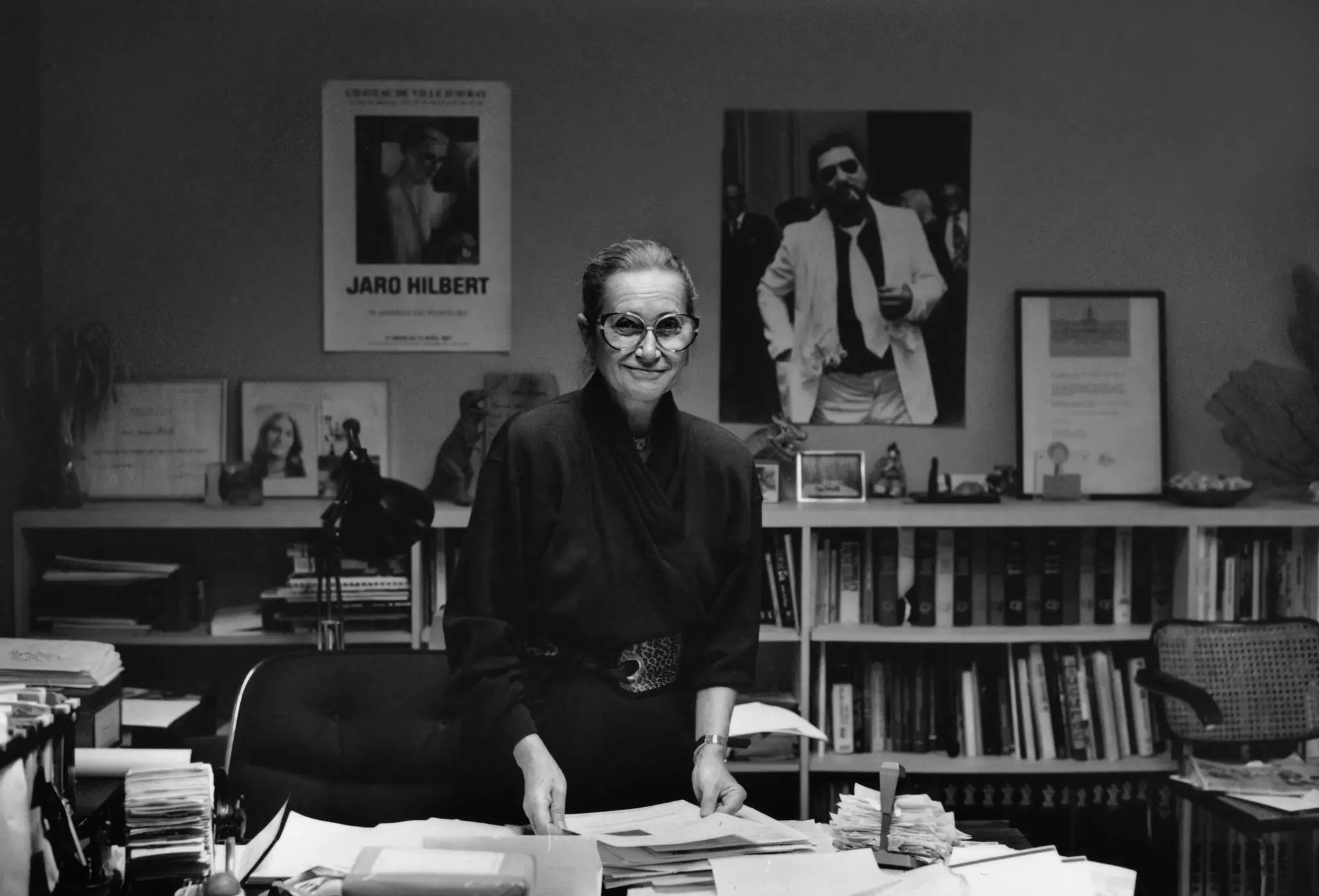 Joanne Koch em 1989 em seu escritório na Film Society of Lincoln Center. Ela liderou a sociedade por mais de um quarto de século. (Crédito...via Filme no Lincoln Center)